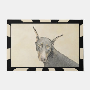Doberman Pinscher Painting - Original Dog Art Doormat