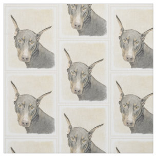 Doberman Pinscher Painting - Original Dog Art Fabric