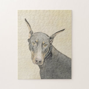 Doberman Pinscher Painting - Original Dog Art Jigsaw Puzzle