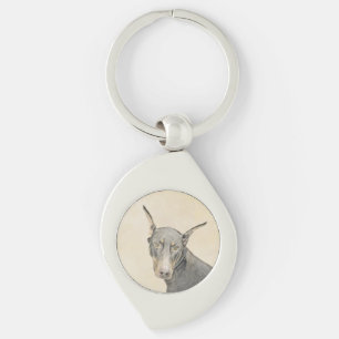 Doberman Pinscher Painting - Original Dog Art Key Ring