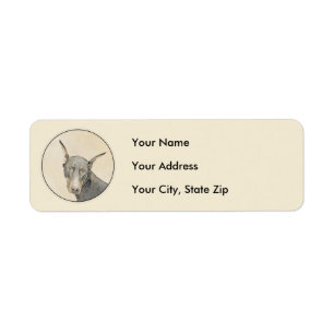 Doberman Pinscher Painting - Original Dog Art Return Address Label