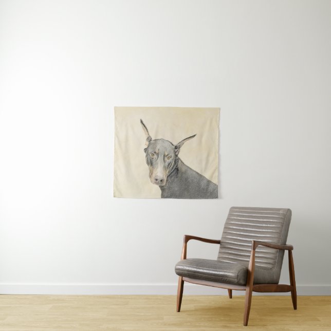 Doberman Pinscher Painting - Original Dog Art Tapestry (In Situ (Horizontal))