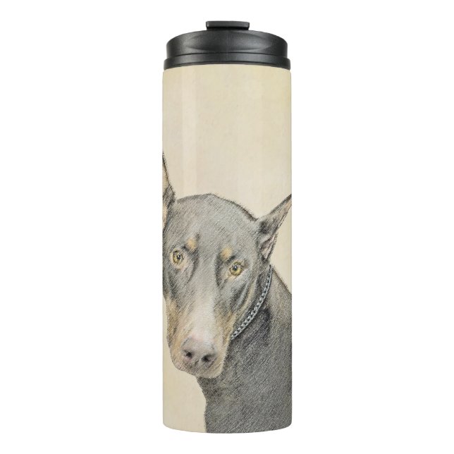 Doberman Pinscher Painting - Original Dog Art Thermal Tumbler (Front)