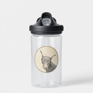 Doberman Pinscher Painting - Original Dog Art Water Bottle