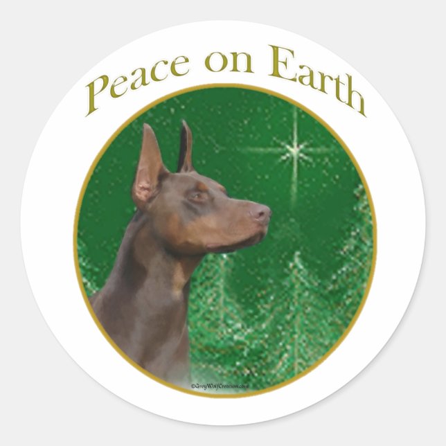 Doberman Pinscher Peace Classic Round Sticker (Front)