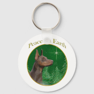 Doberman Pinscher Peace Key Ring