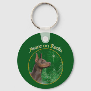 Doberman Pinscher Peace Key Ring