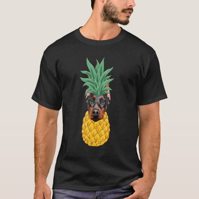 Doberman Pinscher Pineapple Dog T-Shirt (Front)