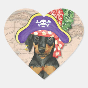 Doberman Pinscher Pirate Heart Sticker
