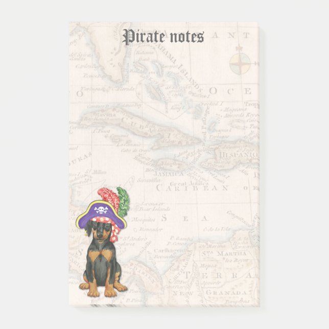 Doberman Pinscher Pirate Post-it Notes (Front)