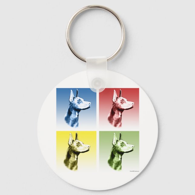 Doberman Pinscher Pop Art Key Ring (Front)