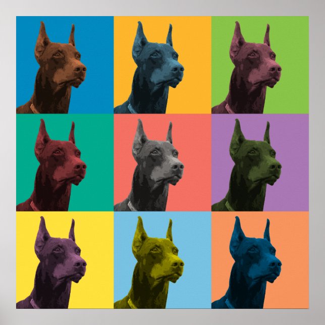 Doberman Pinscher Pop-Art Poster (Front)