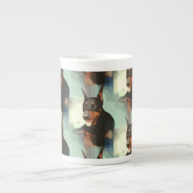 Doberman Pinscher Portrait Bone China Mug (Front)