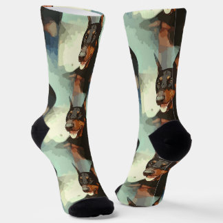 Doberman Pinscher Portrait  Socks