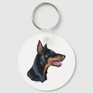 Doberman Pinscher Profile Key Ring
