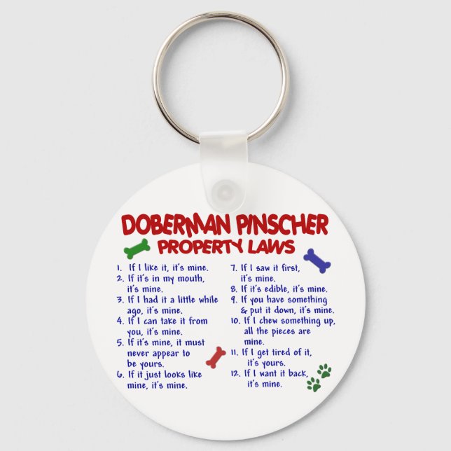 DOBERMAN PINSCHER Property Laws 2 Key Ring (Front)
