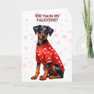 Doberman Pinscher Puppy in Sweater Valentine Holiday Card