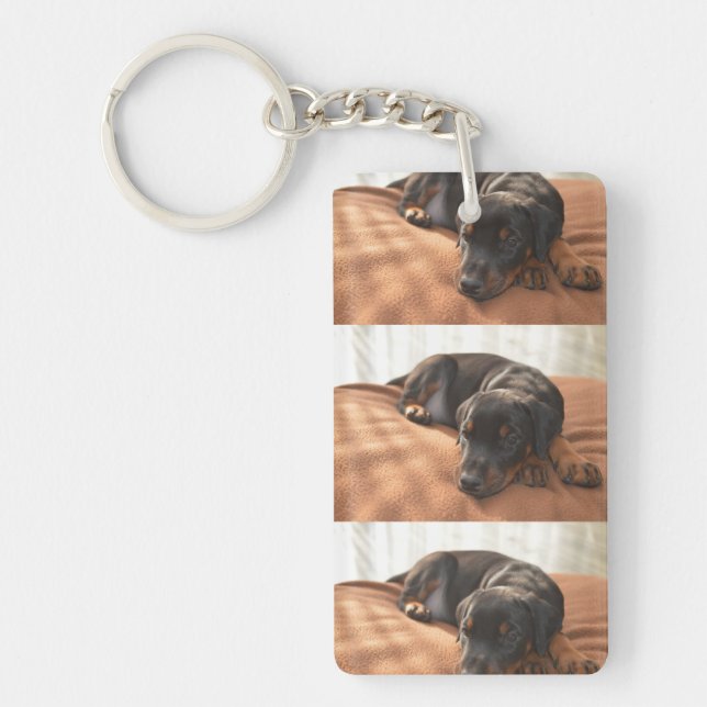 doberman-pinscher-puppy key ring (Front)