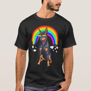Doberman Pinscher Rainbow Sunglasses Gay Pride Lgb T-Shirt