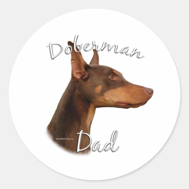 Doberman Pinscher (red) Dad 2 Classic Round Sticker (Front)