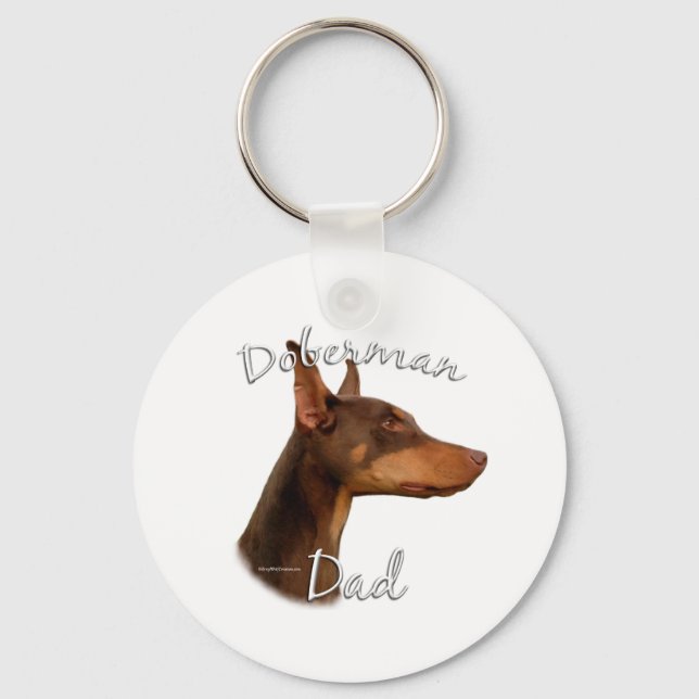 Doberman Pinscher (red) Dad 2 Key Ring (Front)