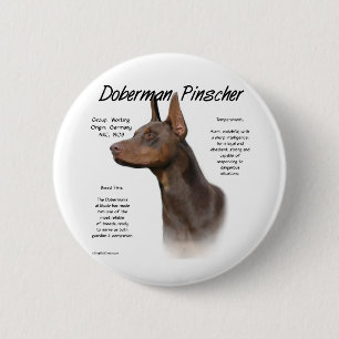 Doberman Pinscher (red) History Design 6 Cm Round Badge