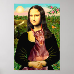 Doberman Pinscher  (red) - Mona Lisa Poster