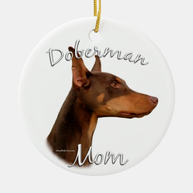 Doberman Pinscher (red) Mum 2 Ceramic Ornament (Front)