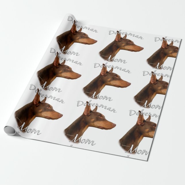 Doberman Pinscher (red) Mum 2 Wrapping Paper (Unrolled)