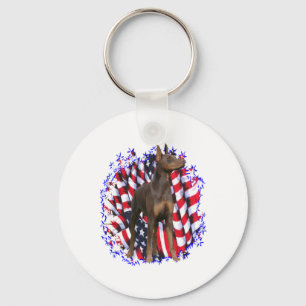 Doberman Pinscher (red) Patriot Key Ring