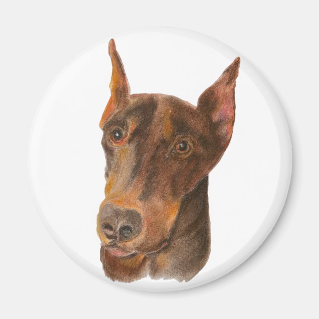 Doberman Pinscher Round Magnet (Front)
