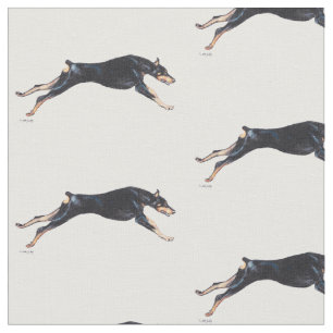 Doberman Pinscher Running Dog Art Fabric