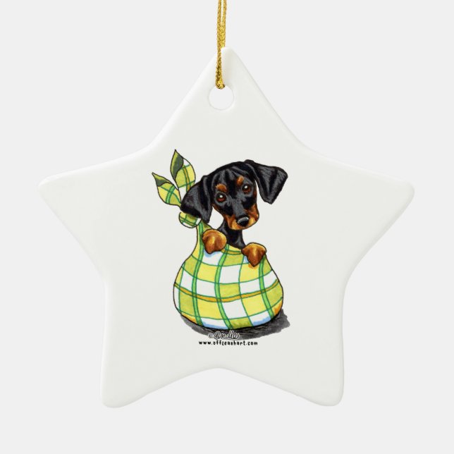 Doberman Pinscher Sack Puppy Ceramic Tree Decoration (Front)