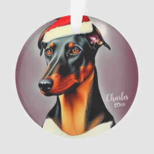 Doberman Pinscher, Santa Dog, Christmas Ornament