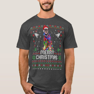 Doberman Pinscher Santa Hat Dog Christmas Tree Lig T-Shirt