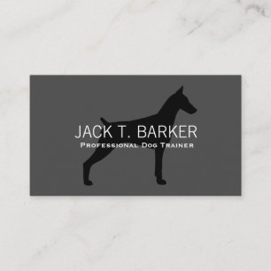 Doberman Pinscher Silhouette Black on Grey Business Card