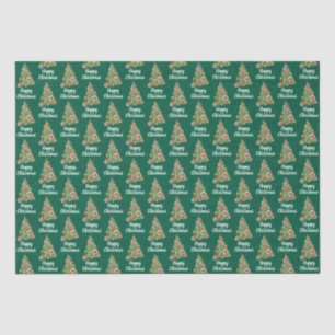 Doberman Pinscher Silhouette Christmas Tree Green Tissue Paper