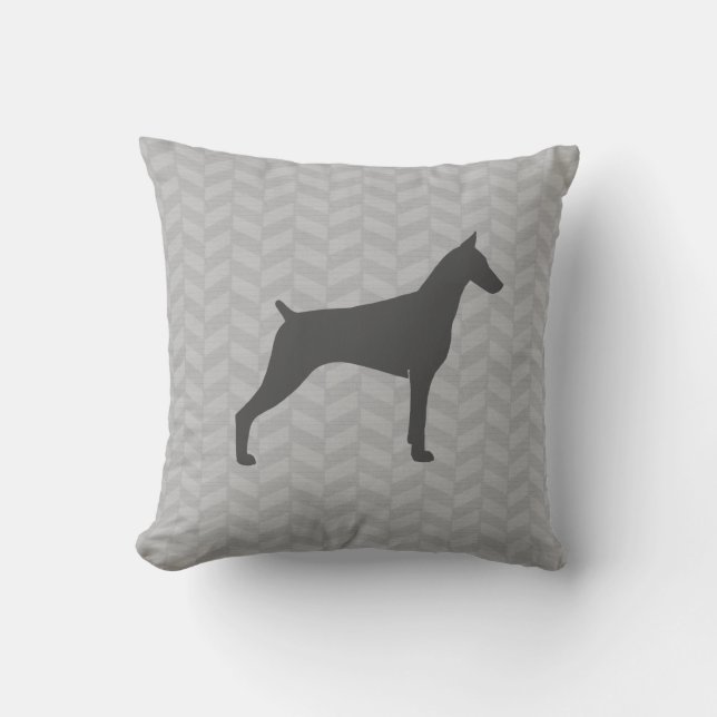Doberman Pinscher Silhouette Cushion (Front)