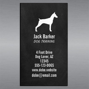 Doberman Pinscher Silhouette Dog Breed Vertical Magnetic Business Card