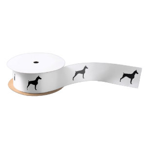 Doberman Pinscher Silhouette in Black Satin Ribbon