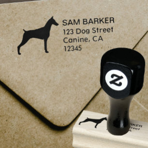 Doberman Pinscher Silhouette Return Address Rubber Stamp