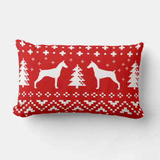 Doberman Pinscher Silhouettes Christmas Holiday Lumbar Cushion