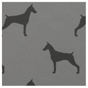 Doberman Pinscher Silhouettes Pattern Fabric
