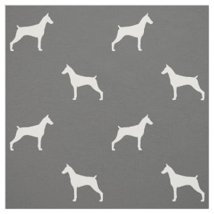 Doberman Pinscher Silhouettes Pattern Fabric