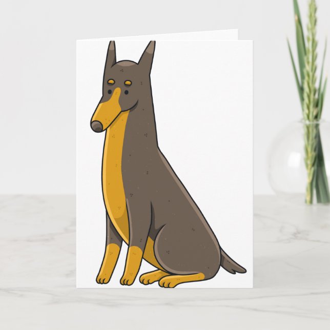 Doberman Pinscher Sitting Cartoon Card (Front)