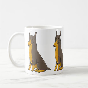 Doberman Pinscher Sitting Cartoon Coffee Mug