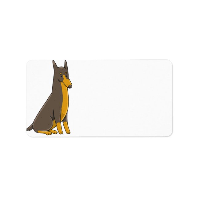 Doberman Pinscher Sitting Cartoon Label (Front)