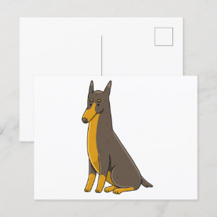 Doberman Pinscher Sitting Cartoon Postcard