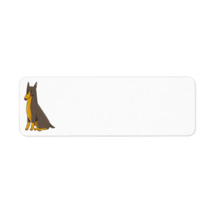 Doberman Pinscher Sitting Cartoon Return Address Label