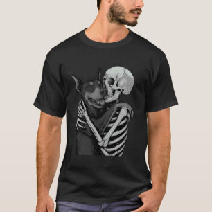 Doberman Pinscher Skeleton Hug Halloween Dog Lover T-Shirt